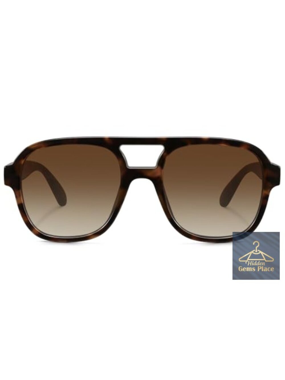 Retro Oversized Square Aviator Sunglasses Double Bridge UV400 Women Trendy